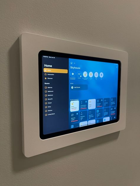 With our On-Wall Slim Mount you can create a touch-screen control center for your favorite home automation app. Snap off the front face plate to easily retrieve your iPad whenever you want! #VidaBox #OnWallSlimMount #iPadWallMount #TabletWallMount #HomeAutomation Modern Front Elevation Design, Modern Front Elevation, Ipad Wall Mount, Front Elevation Design, I Can Control, Smart House, Control Center, Face Plate, Elevation Design