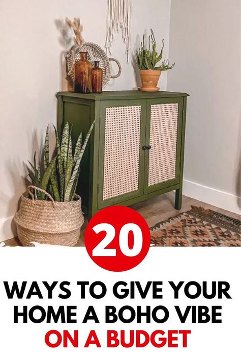 If you love boho chic decor style, you'll love these easy budget friendly boho home accents you can make yourself. Easy, quick boho decorating ideas for your living room, bedroom, entryway, kitchen and hallway for cheap. Boho Cheap Decor, Boho Chic Wall Decor Living Room, Boho Furniture Colors, Moroccan Entryway Decor, Cheap Boho Decor Ideas Bedroom, Boho Decor On A Budget, Cheap Diy Boho Home Decor, Boho Living Room Furniture Ideas, Diy Dollar Tree Boho Decor