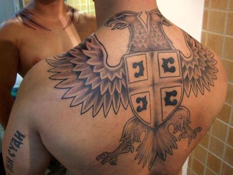 Serbian coat of arms tattoo Coat Of Arms Tattoo, Russian Tattoos, Geniale Tattoos, Forearm Tattoo Men, Back Tattoos, Forearm Tattoos, Minimal Tattoo, Deathly Hallows Tattoo, Tattoo Sketches