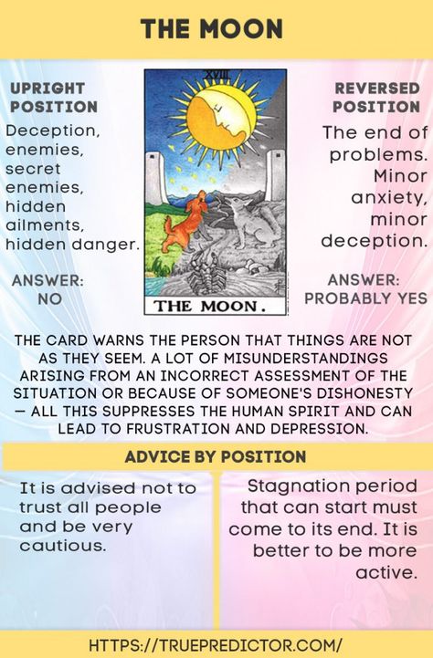 The Moon - meaning of the mayor tarot arcana — True prediction The Moon Tarot Meaning, Tarot Arcana, Kartu Tarot, Tarot Guidebook, Moon Meaning, Tarot Interpretation, The Moon Tarot Card, Tarot Prediction, Tarot Significado