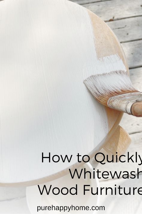 Whitewash Side Table, White Wash With Colored Paint, White Wash Table Diy, Painting Unfinished Wood Furniture, Whitewash Stained Wood Furniture, How To White Wash Wood Furniture, How To White Wash Wood, Beige Wash Furniture, White Washed Furniture Diy