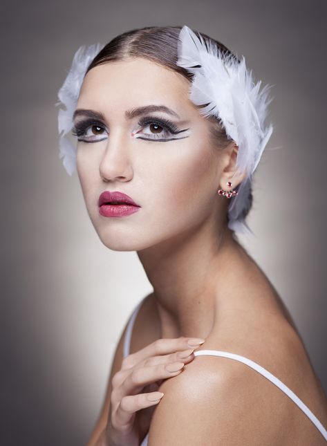 Ballerina Makeup Dancers, Ballet Makeup Stage, Swan Lake Makeup, Ballet Stage Makeup, Stage Makeup Dancer, White Swan Makeup, Recital Makeup, Swan Makeup, Ballet Makeup