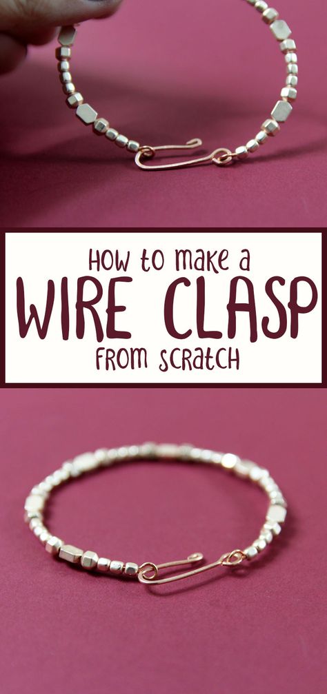 How To Use Beading Wire, Wire Hoops Diy, Diy Clasps For Jewelry, Jewelry Making Tutorials Necklaces, Jewelry Clasps Diy How To Make, Diy Metal Bracelets Wire Jewelry, Necklace Clasps Diy, Diy Bracelet Clasp, Wire Jewelry Designs Necklaces