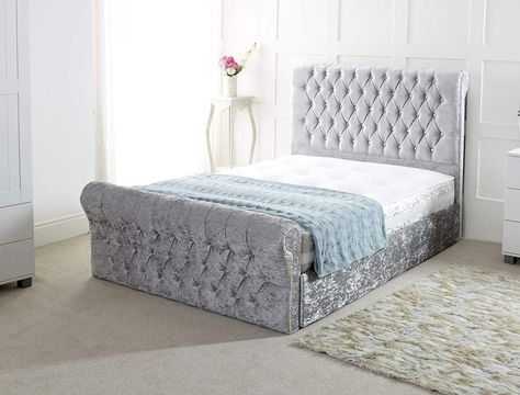 Crushed Velvet Bed, Chesterfield Bed, Upholstered Sleigh Bed, Velvet Bed Frame, Sleigh Bed, Sleigh Beds, King Bed Frame, Velvet Bed, Modern Bedroom Furniture