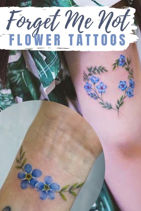 Stunning Forget Me Not Flower Tattoos - Tattoo Glee Forget Me Not Tattoos, Alzheimers Tattoo, Forget Me Not Flower Tattoo, Blue Flower Tattoos, Forget Me Not Tattoo, Flower Tattoo Meanings, Tattoos Cool, Remembrance Tattoos, Flower Wrist Tattoos