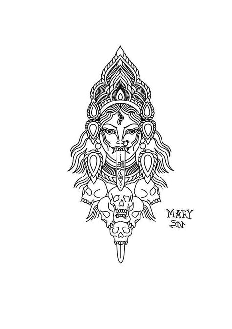 Kali Ma Tattoo Traditional, Kali Hindu Goddess Tattoo, Kali Tattoo Traditional, Kerala Tattoo Designs, South Asian Tattoos, Indian Goddess Tattoo, Hindu Goddess Tattoo, Kali Goddess Tattoo, Kali Ma Tattoo