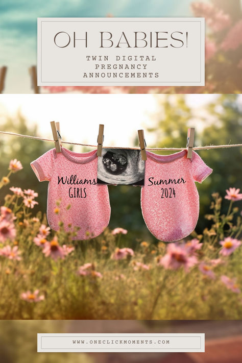 💕 Congratulations you are having a twin GIRLS! Pregnancy is very special and two babies is something to celebrate! Share the news of your summer twin pregnancy with friends and family with this spring floral announcement. This editable template allows you to customize your announcement exactly how you want it. Use this pregnancy reveal to share on all social media platforms or print it out for mailings. Easy to share on Facebook, Instagram, Email or text! Spring Pregnancy Announcement Ideas, Summer Pregnancy Announcement, Spring Pregnancy Announcement, Girl Pregnancy Announcement, Easter Pregnancy Announcement, Twins Pregnancy, Twin Gender Reveal, Twin Pregnancy Announcement, Twin Girl