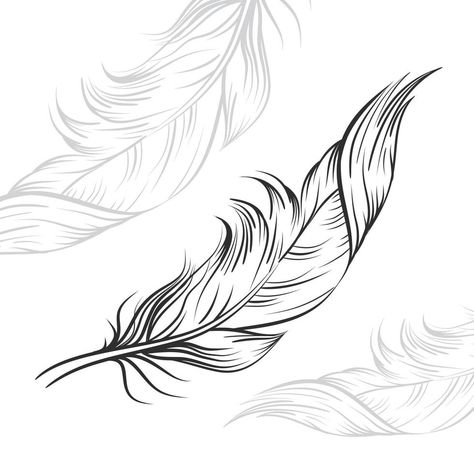 Feathers Drawing, White Background Drawing, Hair Feathers, Feather Drawing, Faith Tattoo, Stencils Printables, Tattoo Stencil Outline, Drawing Black, Background Drawing