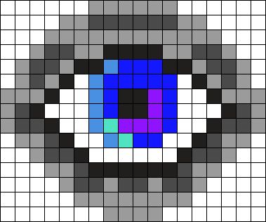 Eye Perler Bead Patterns, Evil Eye Pixel Art, Eye Alpha Pattern, Eye Pixel Art, Perlers Ideas, Trippy Perler Bead Patterns, Block Drawing, Kandi Cuffs, Perler Ideas