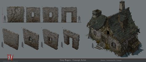 Blizzard Entertainment Diablo IV —Concept Art/UI Art Blast - ArtStation Magazine Diablo Environment Concept Art, Diablo 4 Concept Art, Diablo Art, Blizzard Diablo, Diablo Ii, Medieval Theme, Game Level Design, 3d Structure, Medieval House