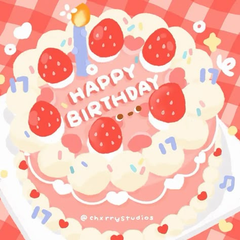 Queency ₍ᐢ•ﻌ•ᐢ₎ | 🇭🇰 (@chxrrystudios) • Instagram photos and videos Cute Birthday Illustration, Cute Cake Illustration, Cute Birthday Doodles, Birthday Illustration Art, Birthday Painting Ideas, Cake Doodle, Bday Photo Ideas, Birthday Spread, Birthday Drawing Ideas