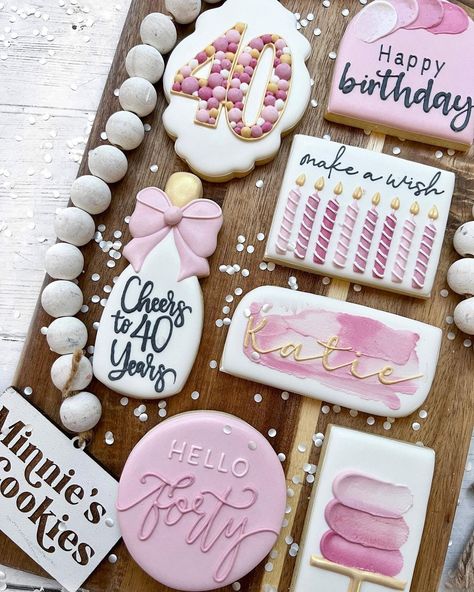 40th Birthday Cookies, Birthday Party Planning Checklist, 40th Birthday Cake For Women, Charcoal House, 40th Bday Ideas, 77th Birthday, 40th Birthday Party Decorations, Sugar Cookie Royal Icing, Make Cookies