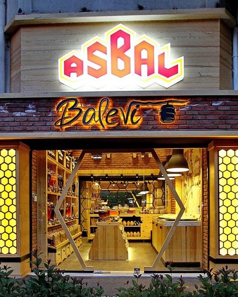 Turkey Food, Honey Store, Shoe Store Design, Bursa Turkey, Bakery Design Interior, Bee Shop, Honey Packaging, Packaging Template Design, Retail Signage