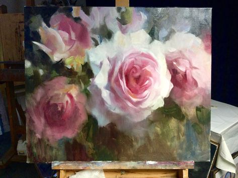 Painting Courses, Pastel Sec, Flower Paintings, Realistic Paintings, Rose Art, Rose Painting, What’s Going On, Vintage Roses, Student Art