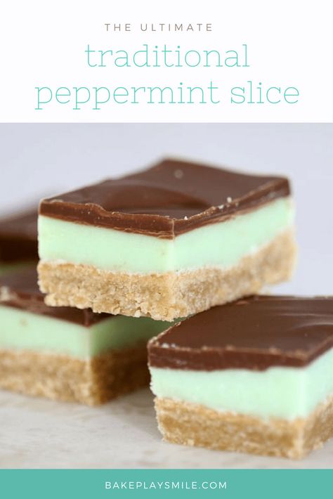 traditional peppermint slice Peppermint Slice, Slice Recipes, Jelly Slice, Mint Slice, Slice Recipe, Caramel Slice, Australian Food, Slices Recipes, Köstliche Desserts