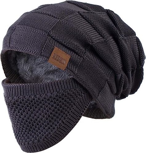 100% Acrylic 进口 Toggle closure DOUBLE PROTECTION: Being consisted of knitting yarn outside and wool inside, our beanie hat is going to protect your from the cold winter. ELEGANT DESIGN & SIZE: Specially designed for men. The hat with fashionable knitting pattern provide you both warm and trendy experience. One size (10 inches long and 9 inches wide) fit most. Mens Beanie Hats, Cable Knit Hat, Gray Winter, Winter Hats For Men, Slouch Beanie, Fleece Hat, Mens Beanie, Hat For Men, Winter Cap