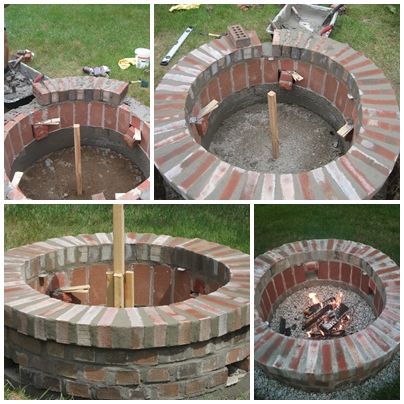 DIY Brick Fire Pit Day Three Diy Brick Fire Pit, Backyard Bonfire, Brick Fire Pit, Fire Pit Furniture, Stone Fire Pit, Fire Pit Designs, Yard Project, Diy Fire Pit, Backyard Fire