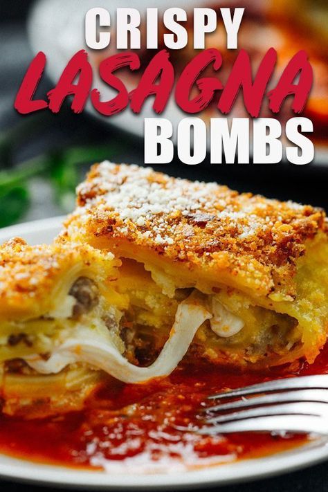 Crispy Lasagna, Fried Lasagna, Lasagna Rolls Recipe, Lasagna Recipe With Ricotta, Fried Pasta, Lasagna Roll Ups, Easy Lasagna Recipe, Lasagna Roll, Roll Ups Recipes