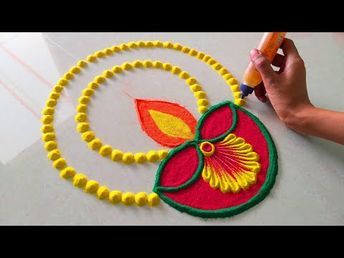 Diy Diwali Rangoli Designs, Easy And Beautiful Rangoli For Diwali, Diwali Rongali Design Simple, Circle Rangoli Designs Diwali Easy Indian, Diwali Rongali Easy, Diya Design Rangoli, Diwali Rangoli Diya Design, Simple Rongali Design Diwali, Simple Rangoli Designs For Diwali Latest Easy