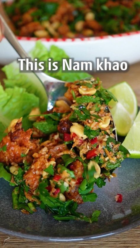 VEGAN NAM KHAO 🇱🇦🌱 in 2022 | Recipes, Vegan recipes healthy, Interesting food recipes Lao Food Recipes, Nam Khao Recipe, Nam Khao, Thai Red Curry Paste, Plant Based Cookbook, Crispy Rice, Cooked Rice, Red Curry Paste, Food Videos Cooking