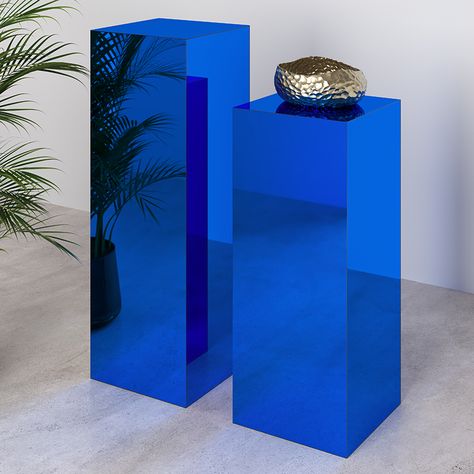 Check out the deal on at shopPOPdisplays Acrylic Retail Display, Royal Blue Interior Design, Mirror Plinth, Blue Event Decor, Visual Merchandising Displays Retail, Product Display Ideas, Mirror Pedestal, Acrylic Pedestal, Red Hotel