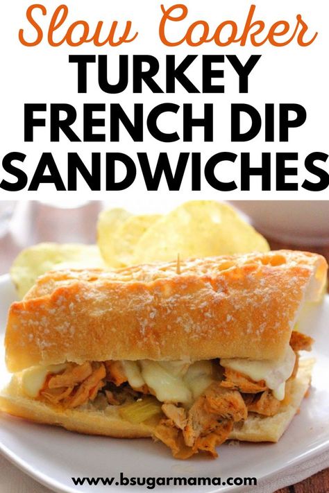 Enjoy a French Dip Sandwich made with turkey breast instead of beef. If you are looking for a sandwich that will still give you the comfort of eating something informal and with your hands, but you are trying to stay on the healthier side, I highly recommend these sandwiches. Turkey Dip Sandwich, Crockpot Turkey Sandwiches, Turkey French Dip Sandwich, Turkey French Dip, Cajun Turkey Sandwich, Easy Crockpot French Dip Sandwiches, Turkey Melt Sandwich, Best French Dip Sandwich Crockpot, Turkey Dip