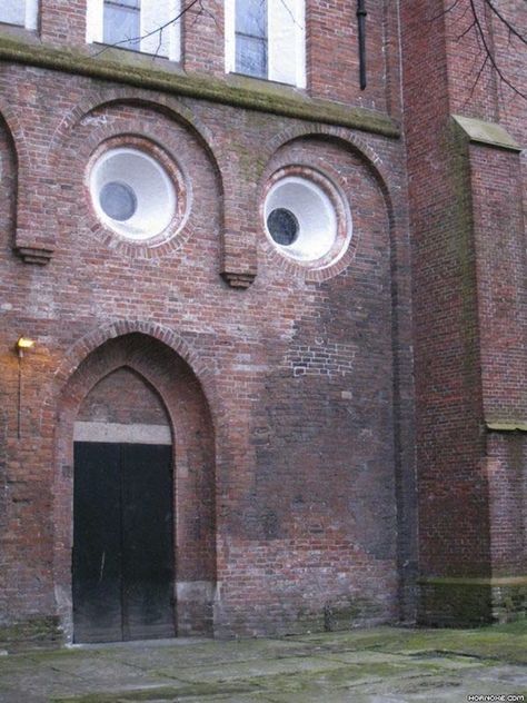 Surprised. S) Things With Faces, Scary Haunted House, Two Eyes, Strange Places, Top Memes, Back Doors, Facial Expressions, Everyday Objects, Funny Faces