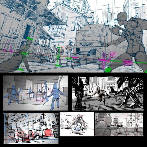 Anime Perspective, Cool Digital Art, Digital Art Inspiration, Perspective Sketch, Comic Book Layout, Perspective Drawing Architecture, Storyboard Illustration, Animation Storyboard, Perspective Drawing Lessons