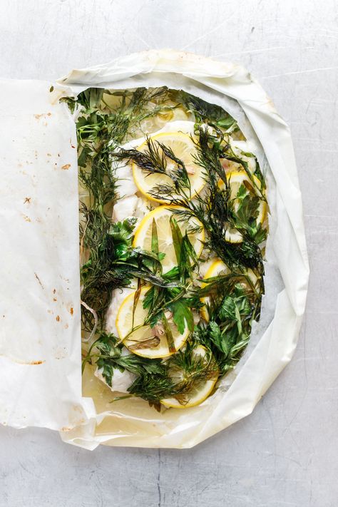 Fish Parchment Paper Recipes, White Fish In Parchment Paper Recipes, Fish In Parchment Paper Recipes, Fish Cooked In Parchment Paper, Fish Papillote, Fish En Papillote Recipes, Fish In Papillote, Trout With Garlic Lemon Butter Herb Sauce, Parchment Paper Recipes