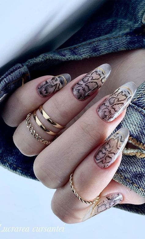 snakeskin print clear tip nails, clear french tip nails Clear French Tip Nails, Clear Tip Nails, Clear French Tip, Modern French Tip Nails, Modern French Tip, Snakeskin Nails, Modern French Design, Nails 23, Spring Nail Design