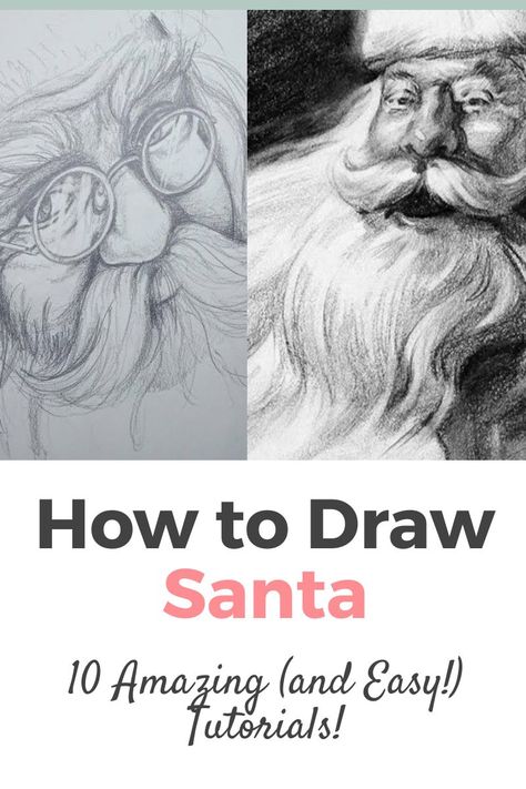 Santa Drawing Realistic, How To Draw A Santa Face, How To Paint Santa Face Step By Step, Painting Santa Faces Easy, How To Paint Santa, Paint Santa Face, Christmas Drawings Pencil Sketches, How To Draw Santa Claus, Draw Santa Easy