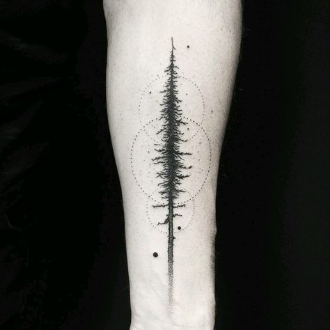 Minimalist Geometric Tattoo, Geometric Tree Tattoo, Natur Tattoo Arm, Pine Tattoo, Geometric Tree, Tree Tattoo Men, Tattoo Son, Tatuagem Masculina Pequena, Pine Tree Tattoo