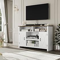 White Tv Stand Decor, White Tv Wall, Barn Door Tv Cabinet, Wooden Media Console, Barn Door Tv, Dining Room White, White Tv Stand, Console Table With Storage, Functional Tv Stand