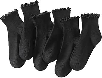 Hstyle 6 Pairs of Ruffle Socks Women, Ruffle Turn-Cuff Casual Cute Girl Ruffle Socks Breathable Cool Ruffle Ankle Socks Ruffle Ankle Socks, Gray Socks, Ruffle Socks, Ruffled Socks, Grey Socks, Thick Socks, Winter Socks, Long Winter, Athletic Socks