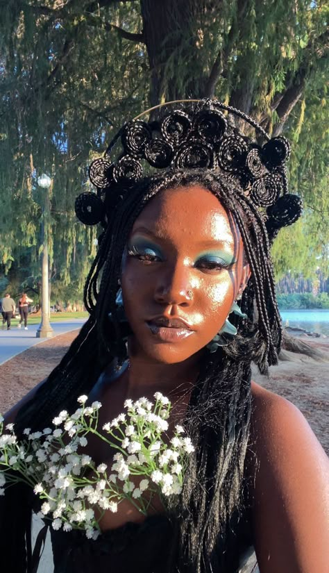 Fairy Hair Styles, Ethereal Hairstyles, Black Fairy Aesthetic, Flower Braids, Short Box Braids Hairstyles, Fairy Hair, Short Box Braids, Hair Stylist Life, Braided Hairstyles For Black Women