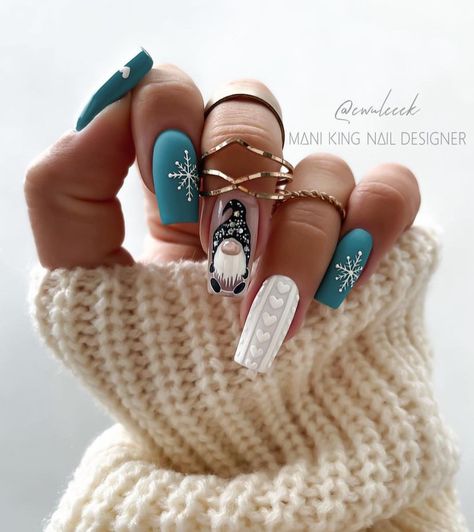 King Nails, January Nail Designs, Nail Art Noel, Cute Christmas Nails, Sweater Nails, Christmas Nails Easy, Festival Nails, Xmas Nails, Christmas Nail Designs