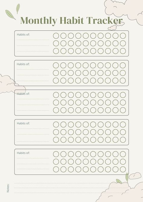 Beige Minimalist Monthly Habit Tracker Planne Monthly Goal Tracker Printable, Monthly Habit Tracker Template, Month Habit Tracker, Habit Tracker Printable Monthly, Monthly Habit Tracker Printable, Goals And Habits, Habit Tracker Monthly, Free Planner Printables, Printable Habit Tracker