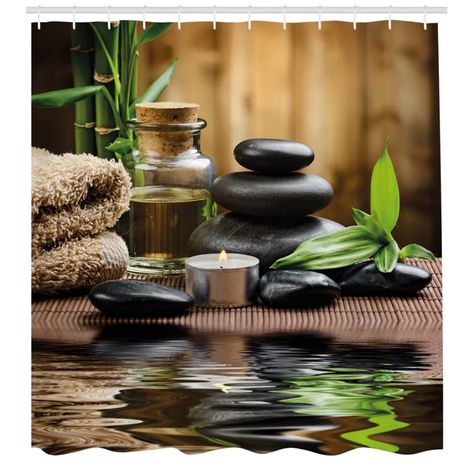 Spa Shower Curtain, Massage Place, Zen Bathroom, Stall Shower Curtain, Decorative Napkins, Salon Suites, Spa Decor, Herbal Oil, Rod Pocket Curtain Panels