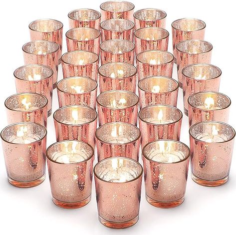 Amazon.com: LETINE 36pcs Votive, Tea Lights Candle Holder for Rose Gold Party Decorations - Ideal for Wedding Centerpieces, Bridal Shower, Valentine's Day Table Decor : Home & Kitchen Gold Votive Candle Holders, Gold Votive Candles, Rose Gold Party Decor, Centerpieces Party, Glass Tealight Candle Holders, Glass Votive Candle Holders, Gold Party Decorations, Gold Candle Holders, Rose Gold Party