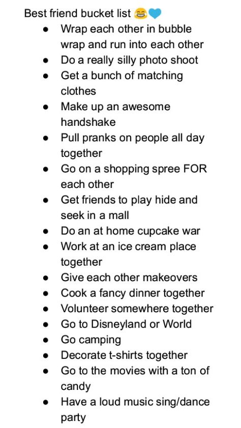 Goals To Do With Your Best Friend, Together Lets Best Friend List, Together Lets Liste Best Friend, Day Out Ideas Friends, Fun Friend Date Ideas, Bff List, 20s Bucket List, Friendship Goals Funny, Friendship Dates