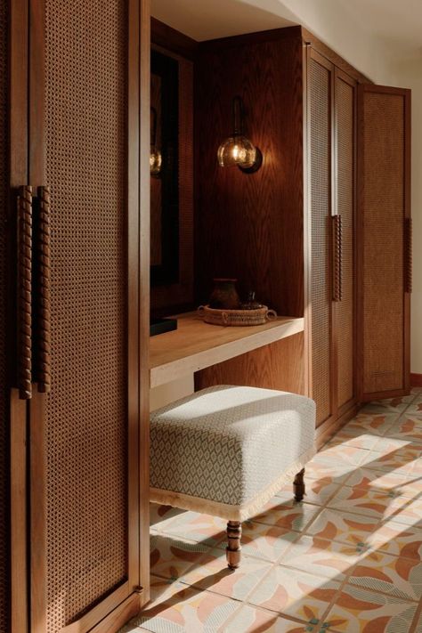 The guest rooms are characterised by rattan accents and blown glass. Hotel Closet, Bed Ottoman, Belmond Hotels, Primary Bath, Mexico Hotels, Conceptual Architecture, Hacienda Style, Sukabumi, Plunge Pool