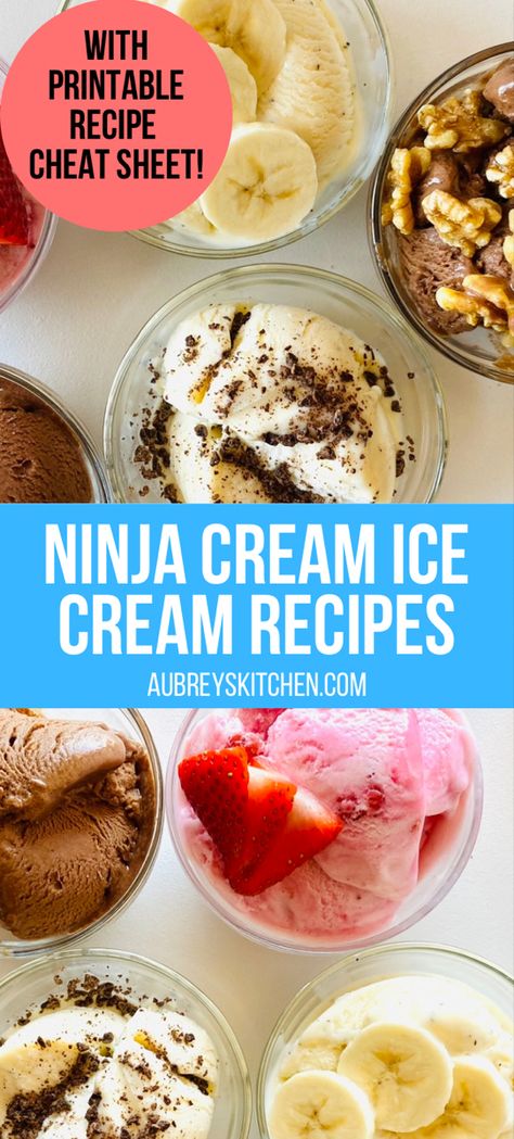 Ninja creami ice cream recipes different flavors in bowls with mix in toppings. Ninja Creami Reeses Ice Cream Recipes, Nutri Creami Recipes, Smores Ninja Creami, Ninja Creami Ice Cream Recipes Cheesecake, Ninja Creami Reeses Ice Cream, Healthy Ice Cream Ninja Creami, Nina Creami Recipes Healthy, Ninja Creami Ice Cream Recipes Healthy Protein, Ninja Creami Ice Cream Recipes Jello