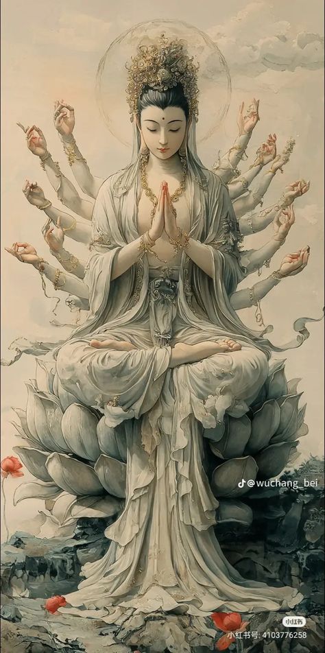 Quan Am, Quan Yin, Kuan Yin, Kwan Yin, Divine Mother, Desenho Tattoo, Buddha Image, Goddess Of Love, Korean Art