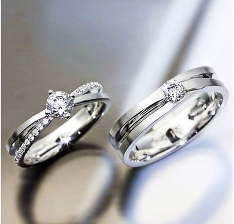 Couple Ring Platinum, Platinum Rings Couple Wedding Bands, Engagement Rings Couple Platinum, Best Wedding Rings Couple Diamond, Couple Diamond Rings Engagement, Platinum Bands Couple, Diamond Rings For Couple, Platinum Couple Rings Engagement, Wedding Ring Couple Simple