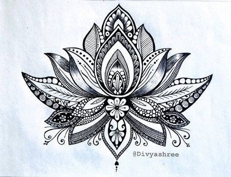 Lotus Flower Tattoo Mandala, Lotus Tattoo Mandala, Mandala Lotus Flower Tattoo, Lotus Mandala Art, Mandala Lotus Tattoo Design, Lotus Flower Mandala Tattoo, Mandala Lotus, Lotus Tattoo Design For Women, Lotus Flower Chest Tattoo