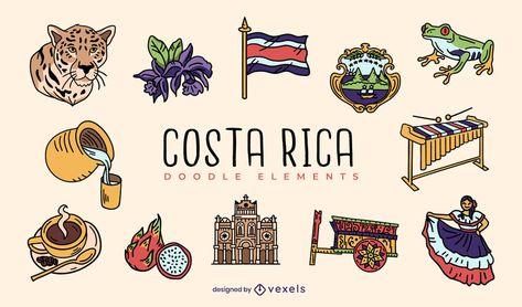 Costa rica doodle elements set #AD , #rica, #Costa, #elements, #set, #doodle Costa Rican Flag, Costa Rica Pictures, Costa Rica Animals, Costa Rica Map, Costa Rica Art, Costa Rica Flag, Flag Drawing, Costa Rican, Car Bumper Stickers