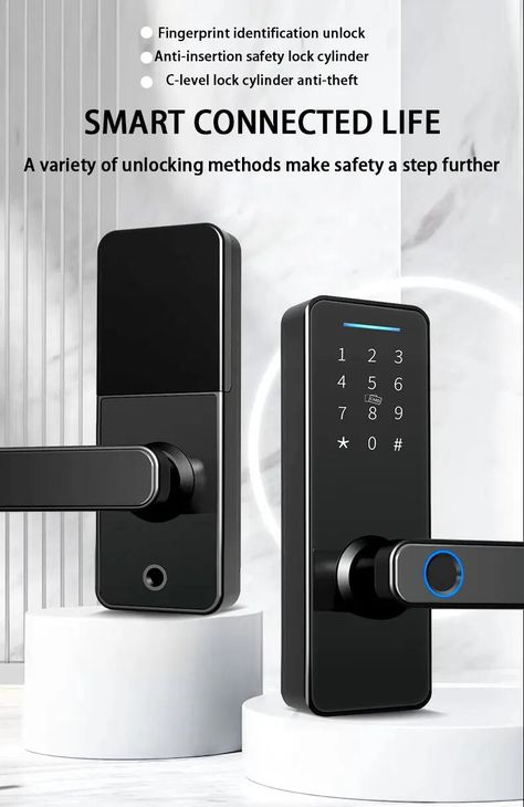 Home Security Lock High-quality Aluminum Alloy Fingerprint Recognition Digital Door Lock Iot Security, Keyless Entry Door Locks, Fingerprint Door Lock, Entry Door Locks, Digital Door Lock, Security Lock, Smart Door Locks, Smart Home Design, Smart Door