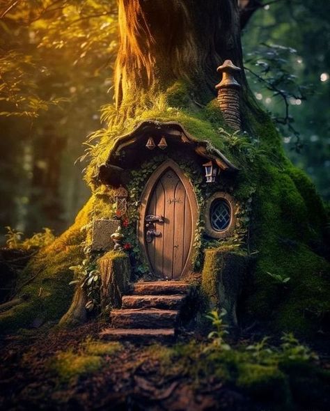 Fantasy Tree House, Mood Pictures, House Paintings, Fantasy Tree, House Tree, Tree House Designs, Hobbit House, Beautiful Place, Story Ideas