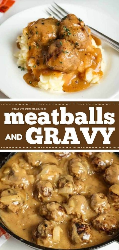 Meatball And Brown Gravy Recipes, Dinner Ideas With Gravy, Meatballs And Gravy Over Rice, Meatballs And Gravy Crockpot, Meatball And Pasta Recipes, Meatballs And Mushroom Gravy, Swedish Meatball Gravy Recipe, Meatball Gravy Recipe, Recipes With Meatballs