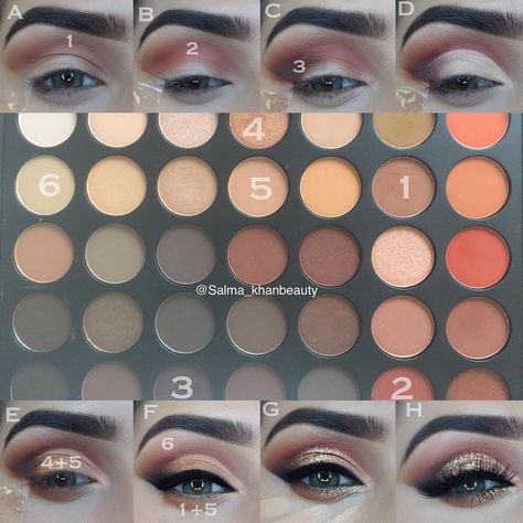 3,997 Me gusta, 28 comentarios - Salma Khan (@salma_khanbeauty) en Instagram: "Motd deets🔥step by step pictorial 🔥 @anastasiabeverlyhills dipbrow pomade in medium brown…" Morphe 350 Palette Looks, Morphe 350 Palette, Makeup Ideas Step By Step, Morphe 350, Morphe 35o, Makeup Morphe, Morphe Palette, Dipbrow Pomade, Makeup Help